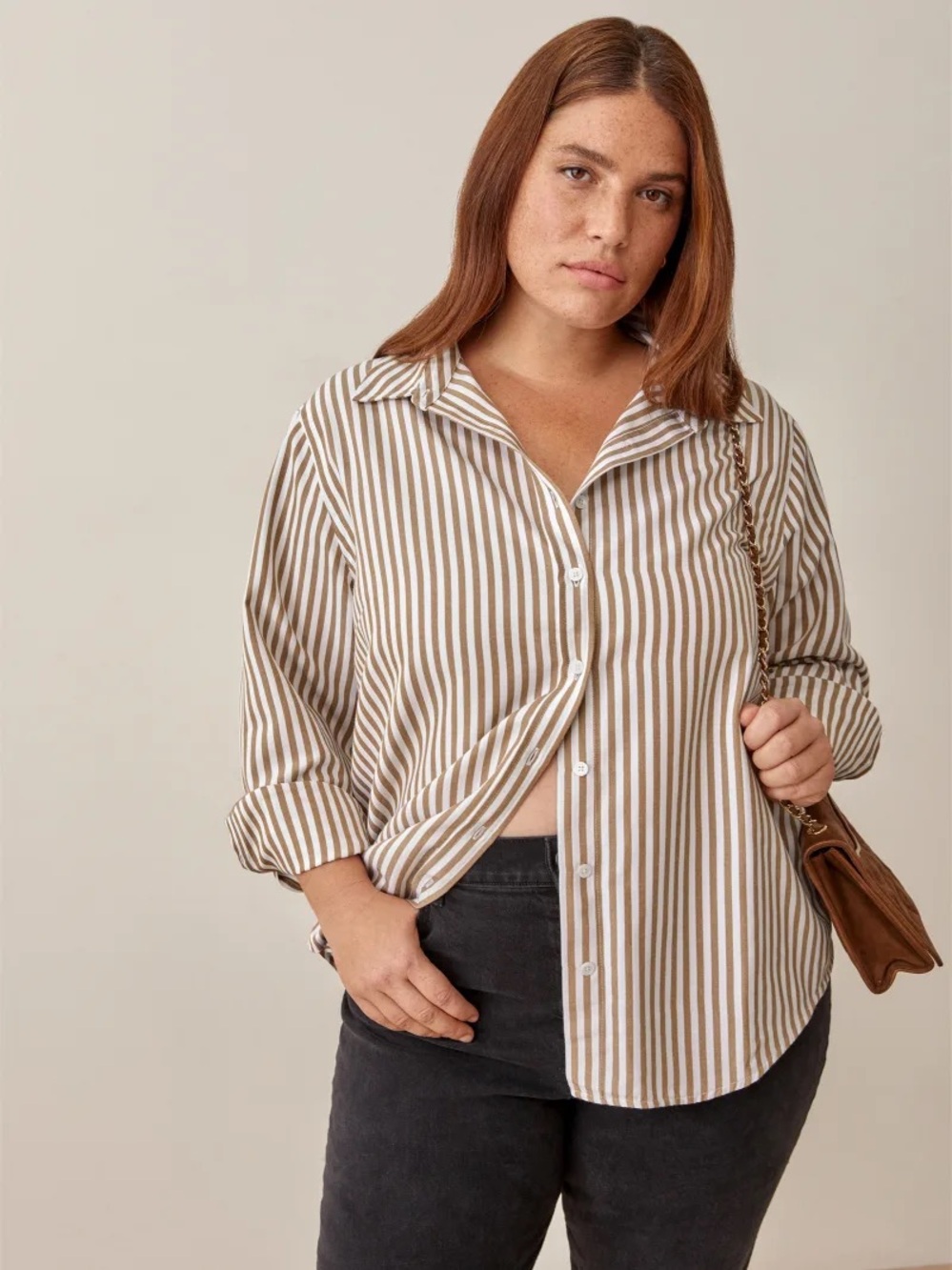 Reformation Parker Relaxed Button Up in Mojave Striped Womens Size Medium EUC